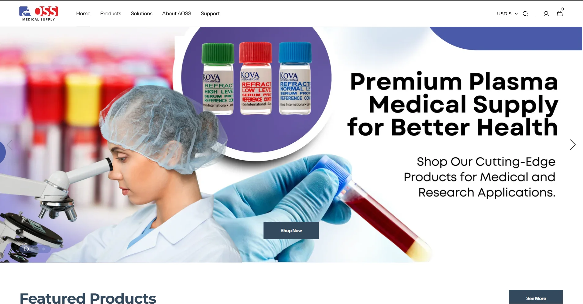 AOSS Medical Supply website screenshot