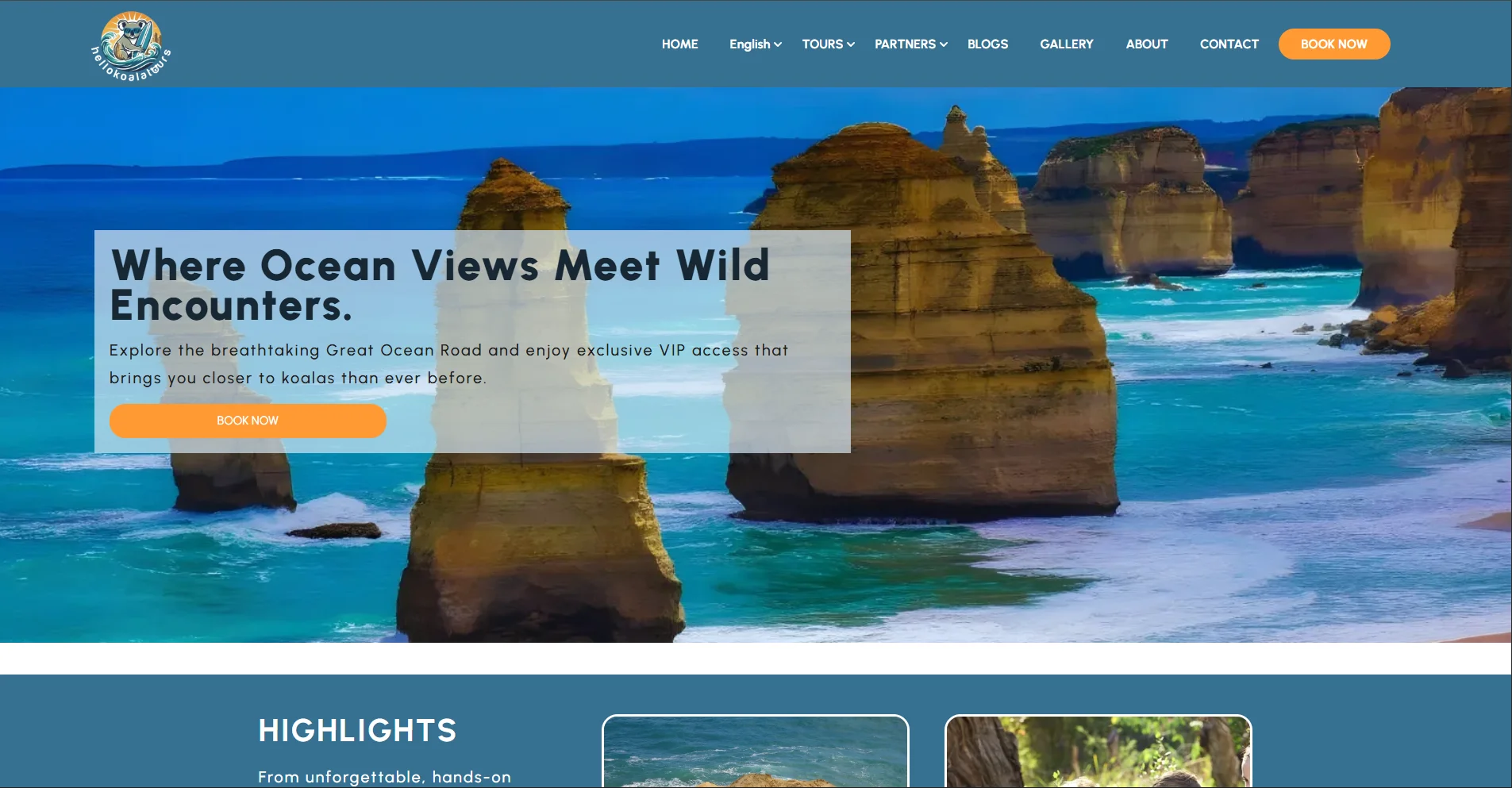 Hello Koala Tours website screenshot